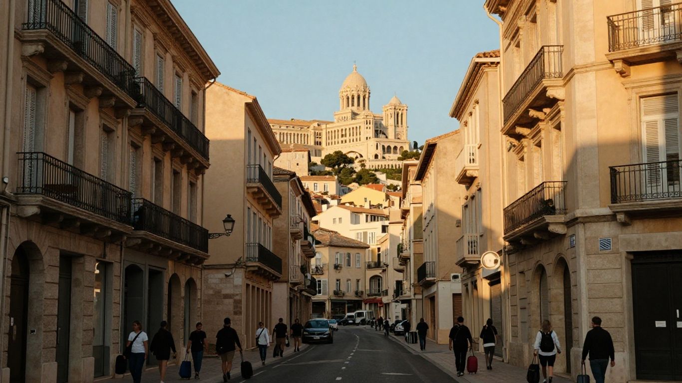 Vue urbaine de Marseille depuis un quartier animé