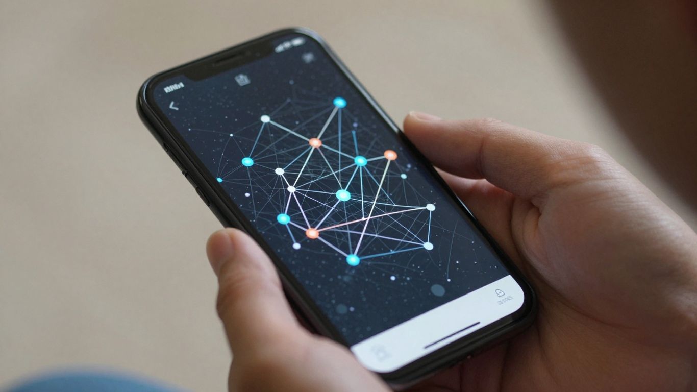 Diagrama de red en un teléfono móvil.