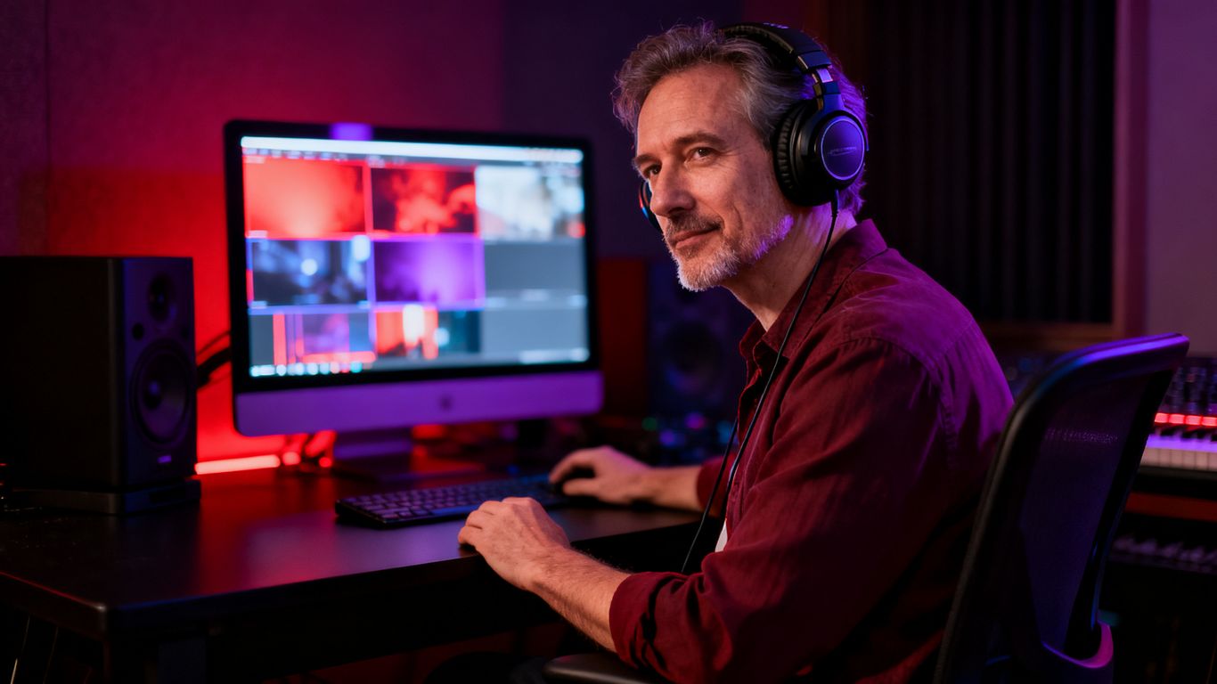 Private adult video studio workspace