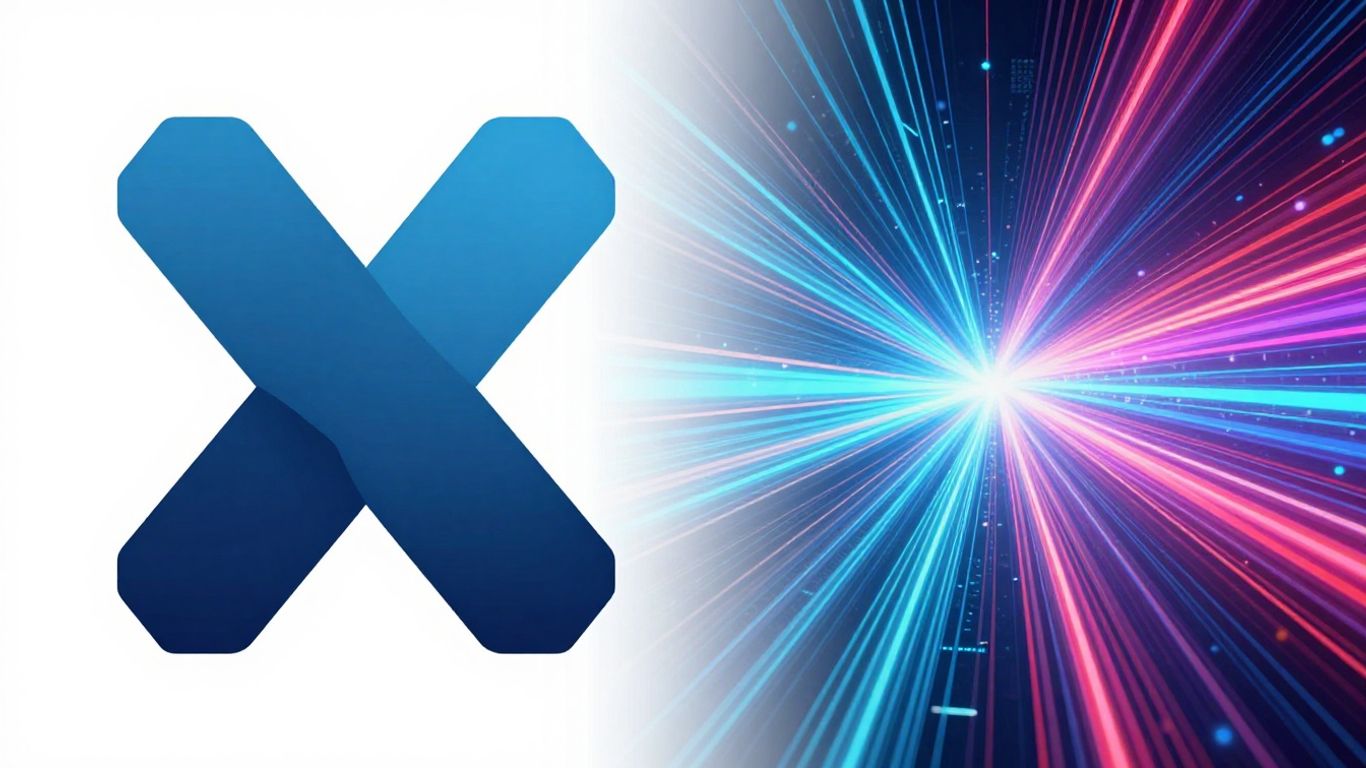 X logo versus digital data streams