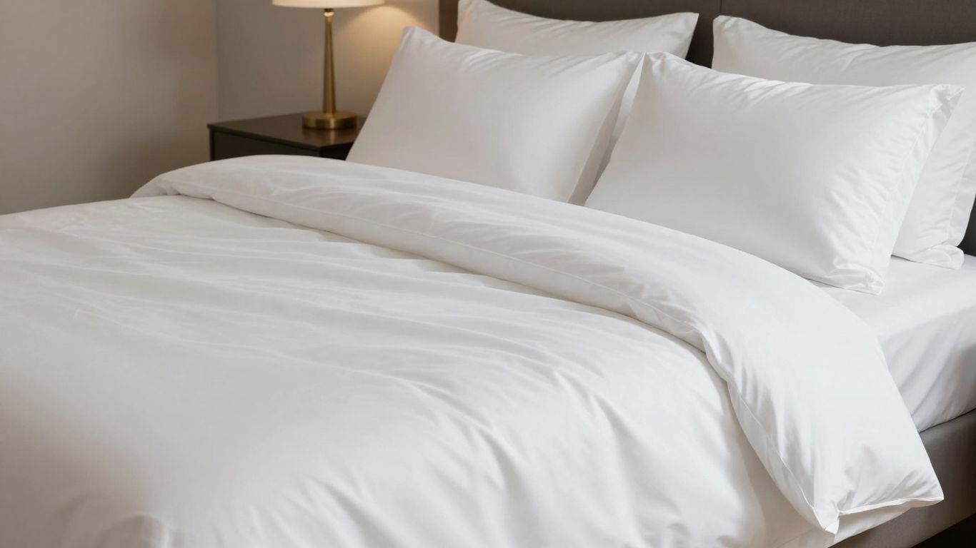 Brooklinen Luxe Sateen Core Sheet Set on a bed.