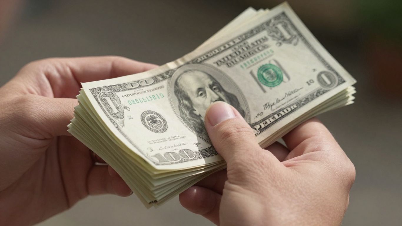 Hands holding a stack of dollar bills, symbolizing business growth.