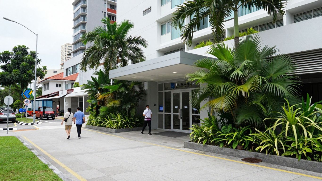 Singapore clinic exterior near neighborhood streets