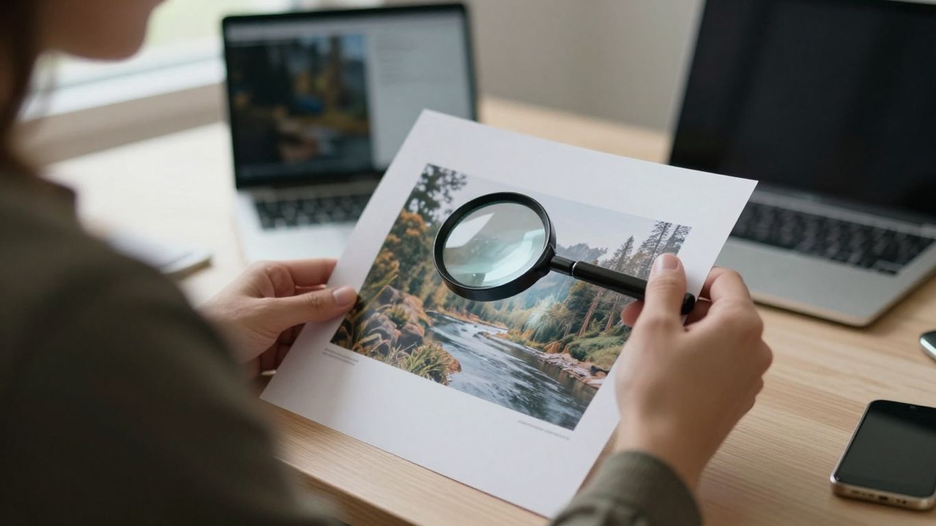 A person reviewing a digital photograph closely