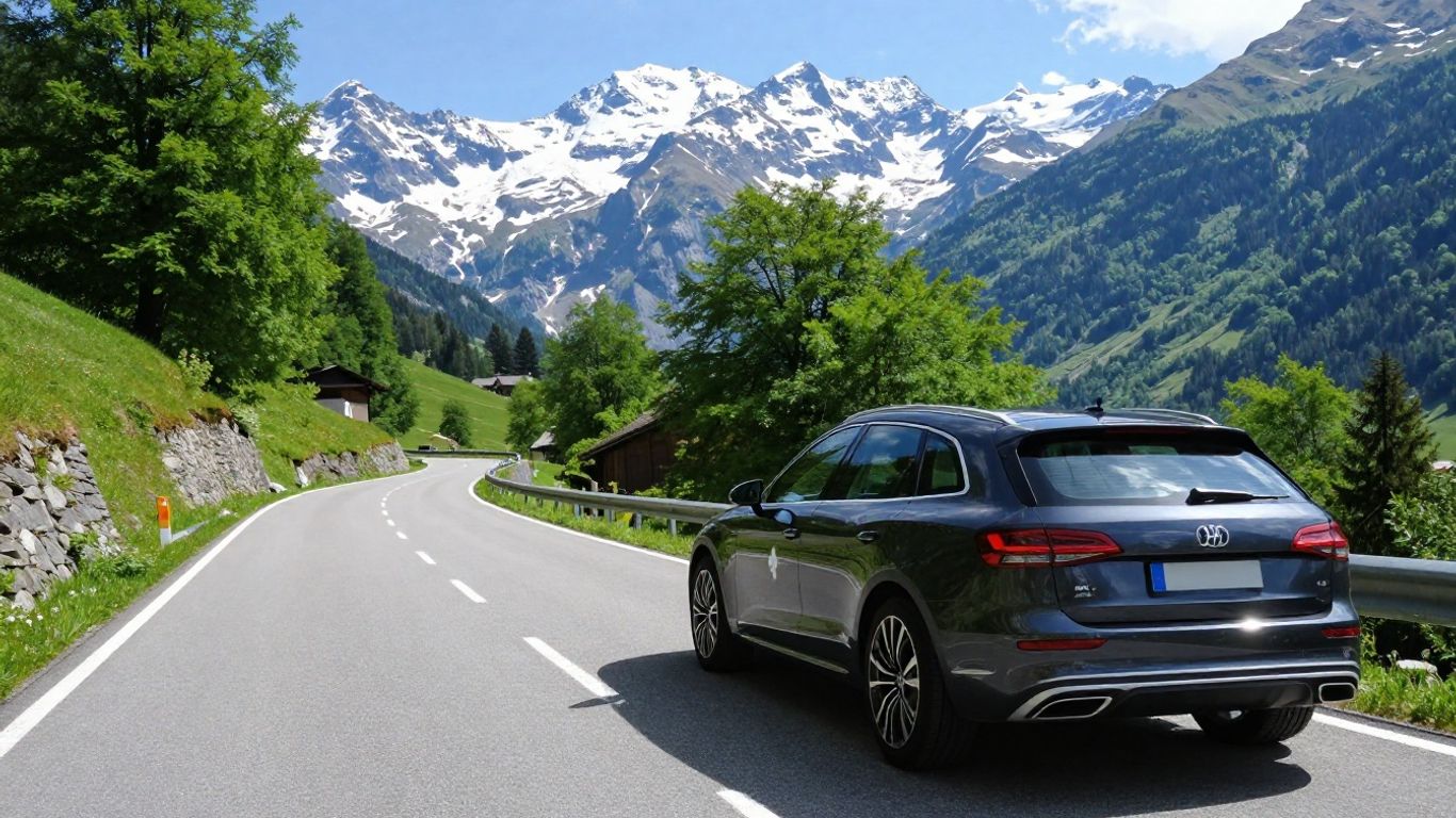 Schweizer Auto auf Bergstraße