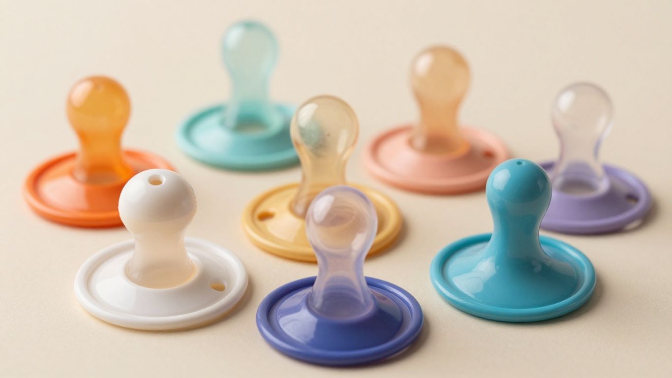 Variedad de chupetes para bebé con diferentes tipos de tetinas.