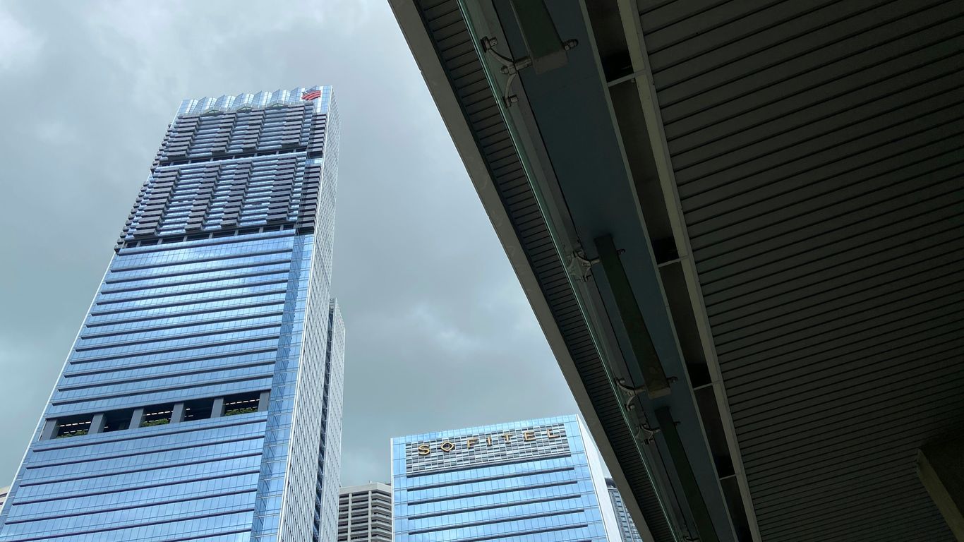 a few skyscrapers in a city