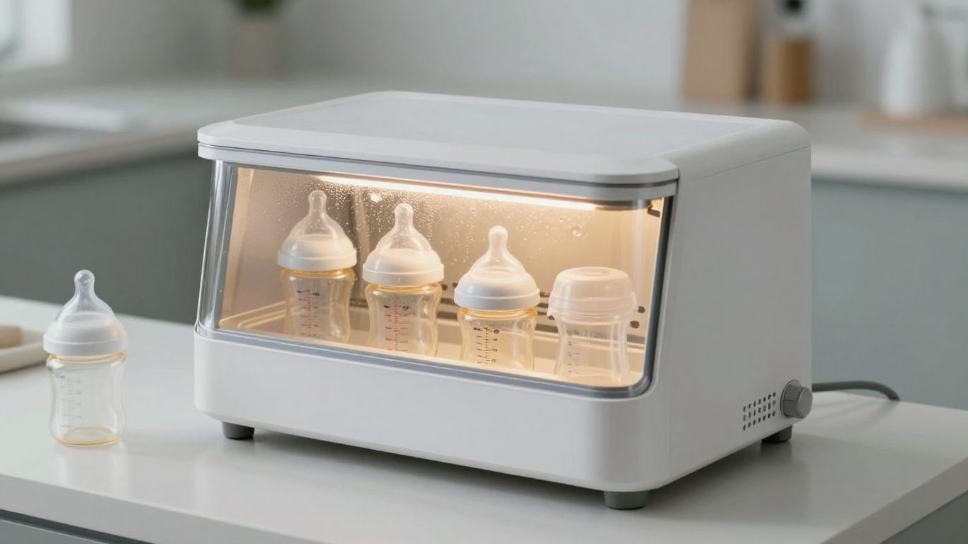 Esterilizador de vapor junto a biberones