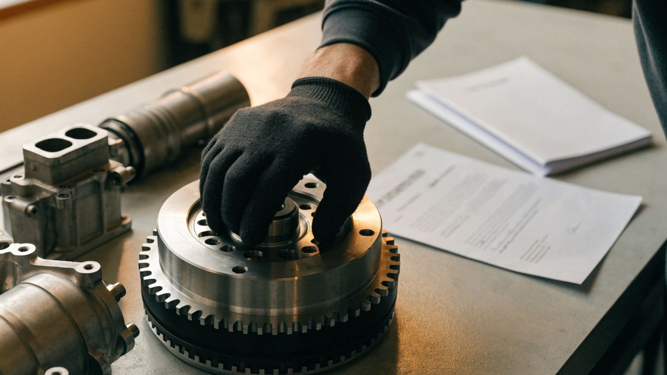 Warranty paperwork beside replacement engine parts