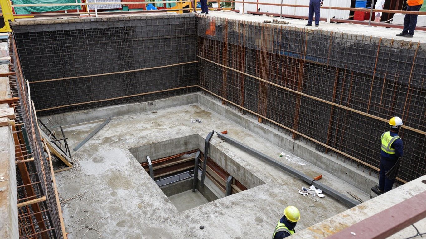 Deep excavation retaining wall and stability analysis
