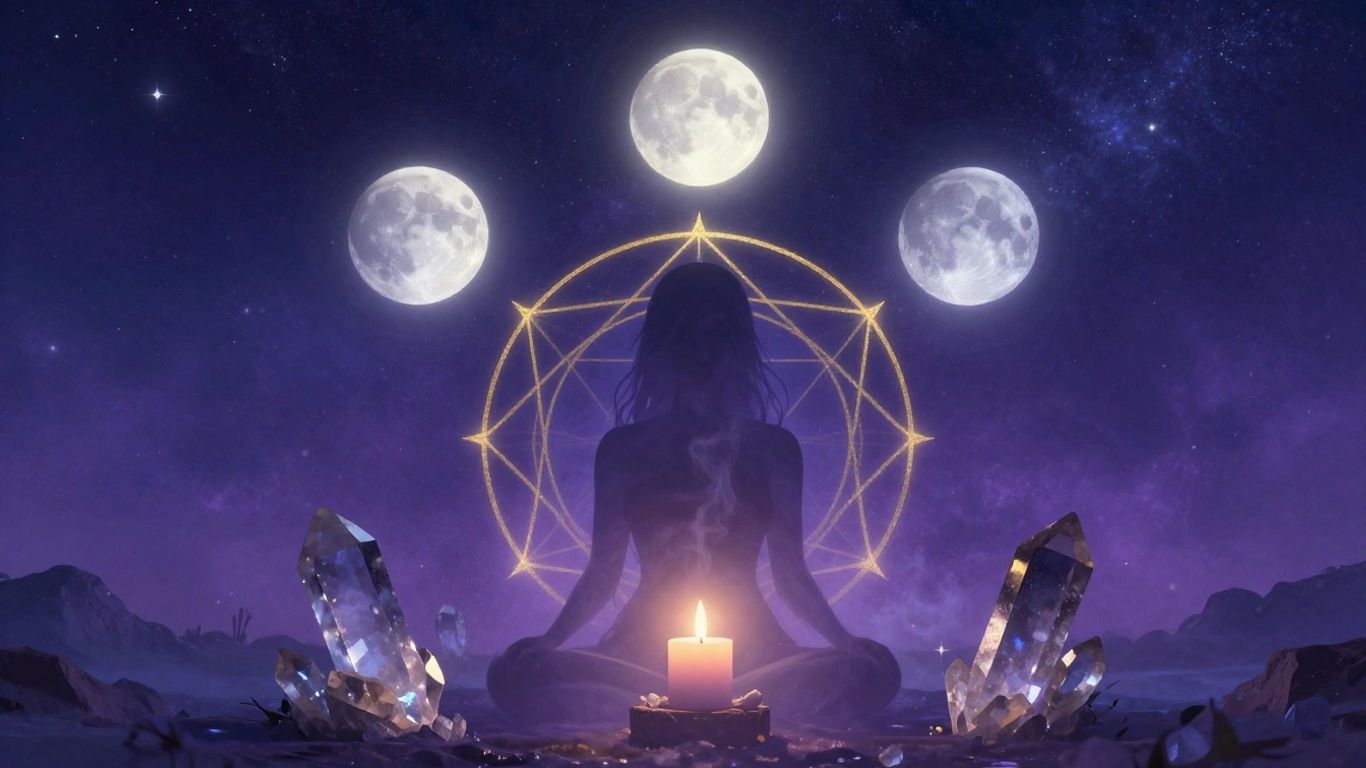 Indigo-Himmelsgeometrie mit leuchtenden Zahlen