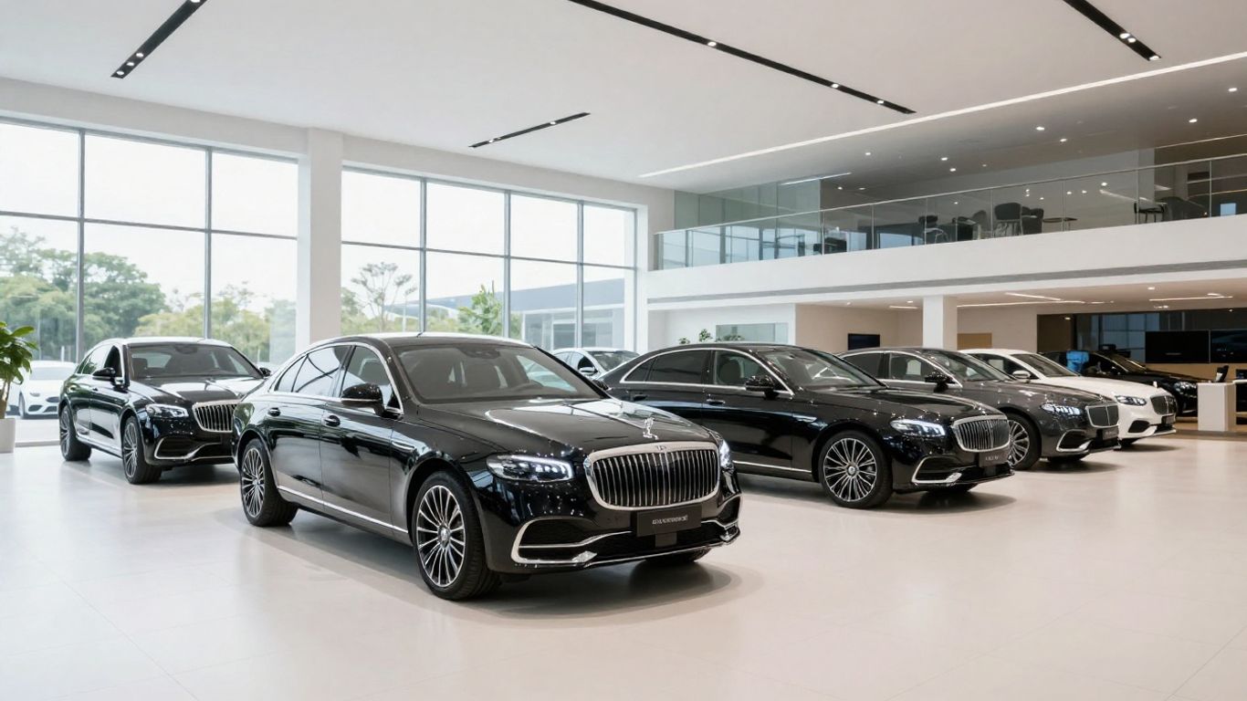Ein modernes Autohaus mit glänzenden Neuwagen