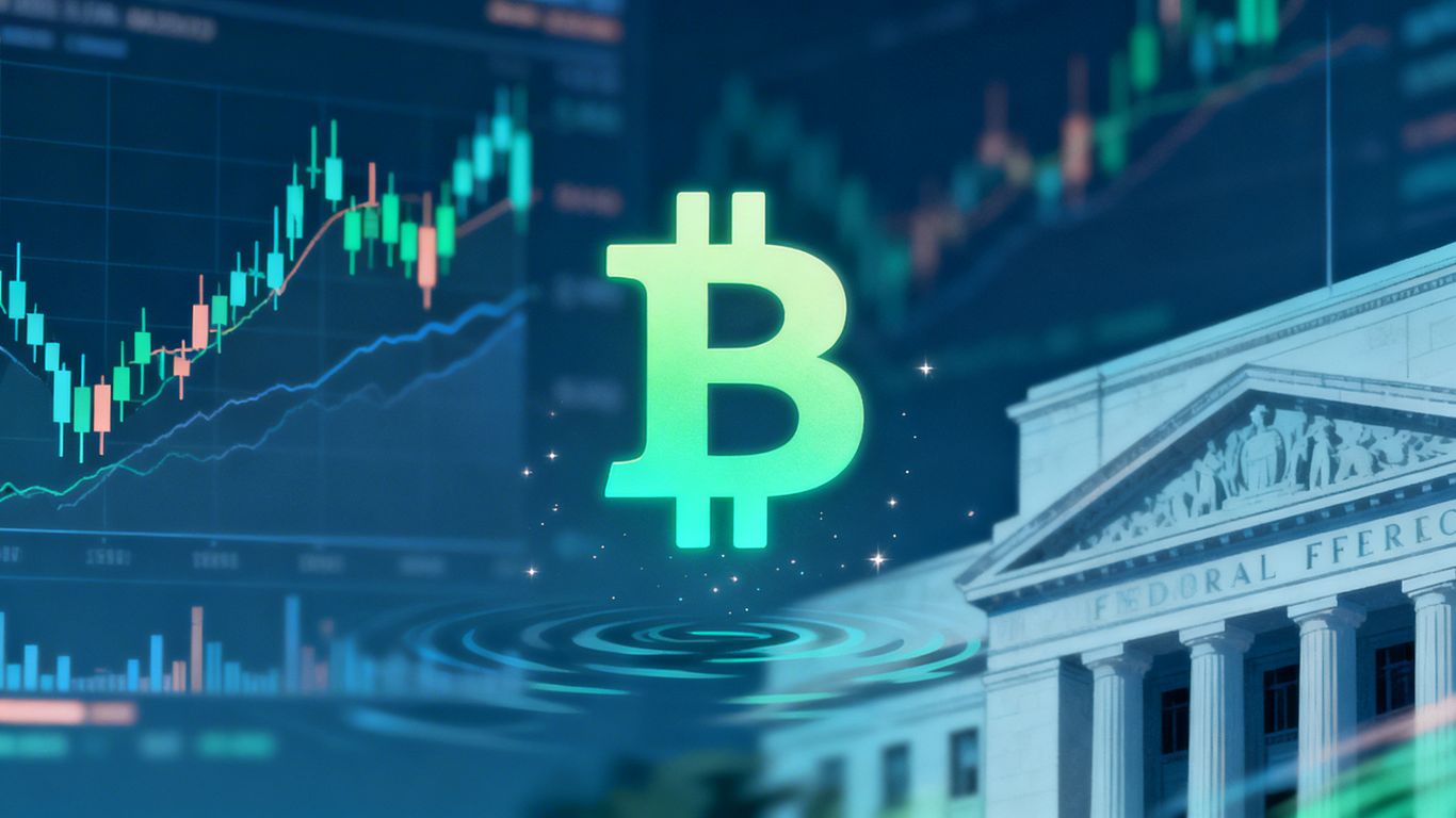 Crypto market and Federal Reserve building