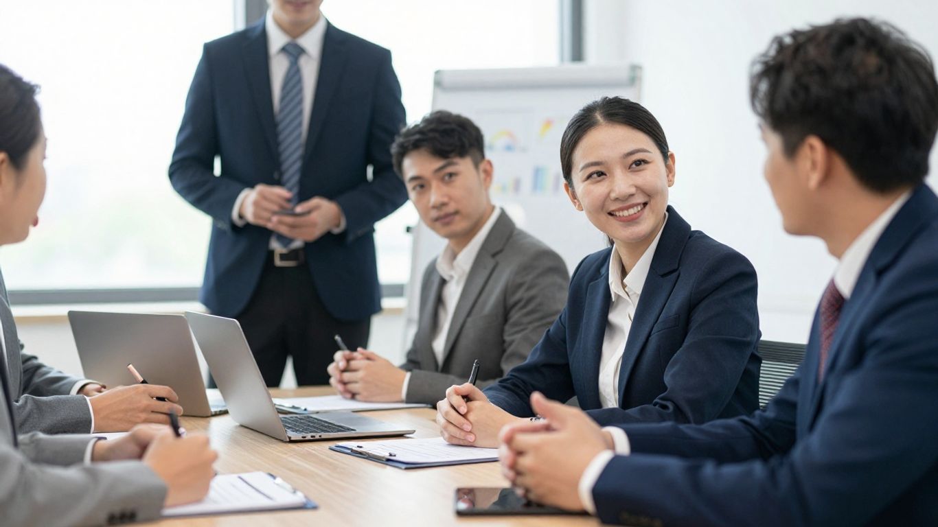 Personas en un entorno de negocios colaborativo.