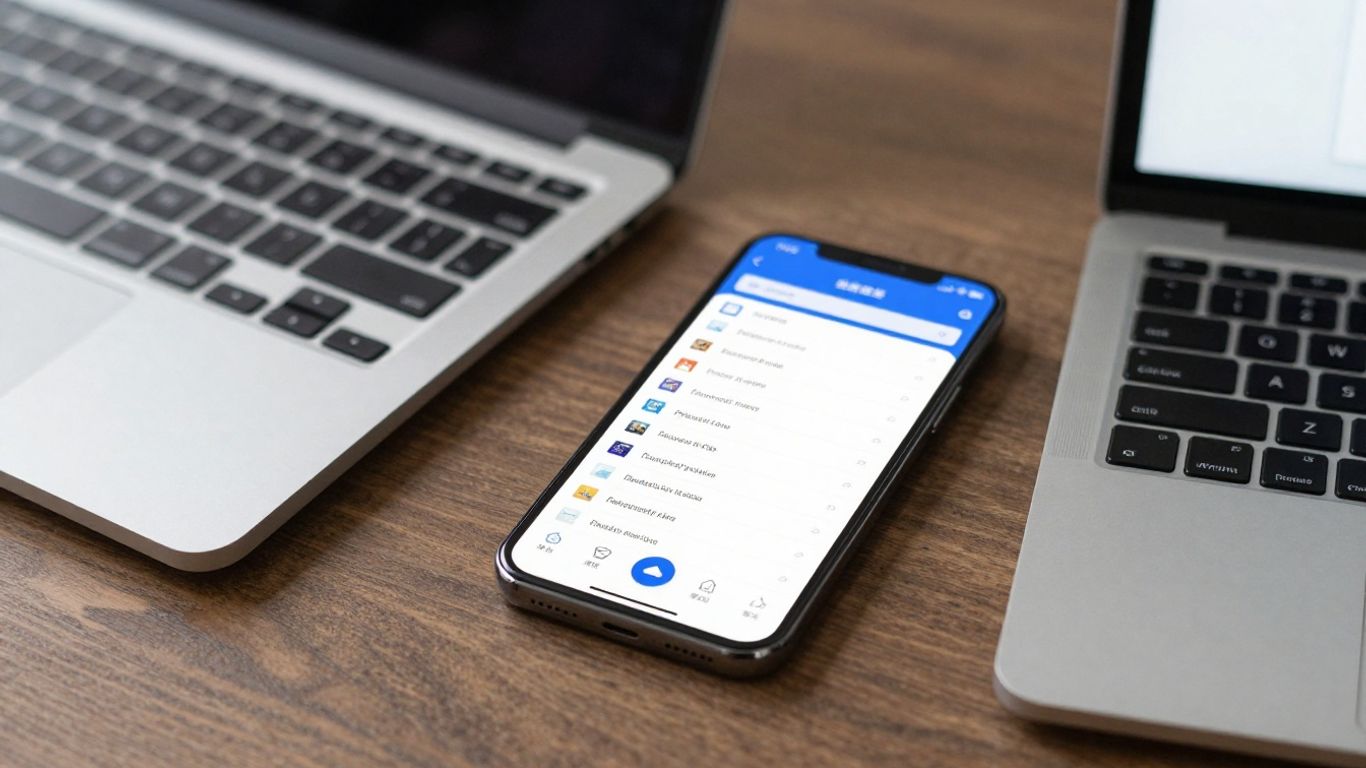 Digital document management interface on a mobile phone