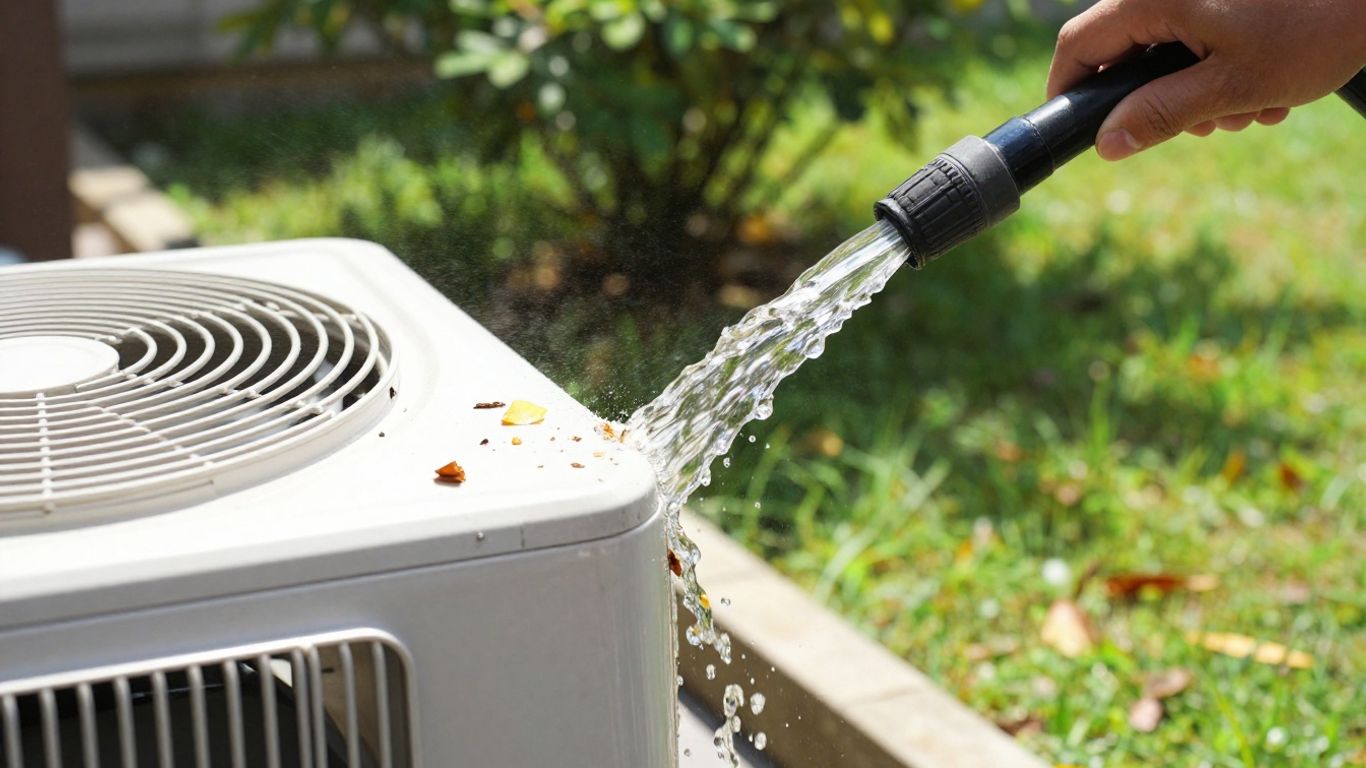 Clear AC drain line with flowing water