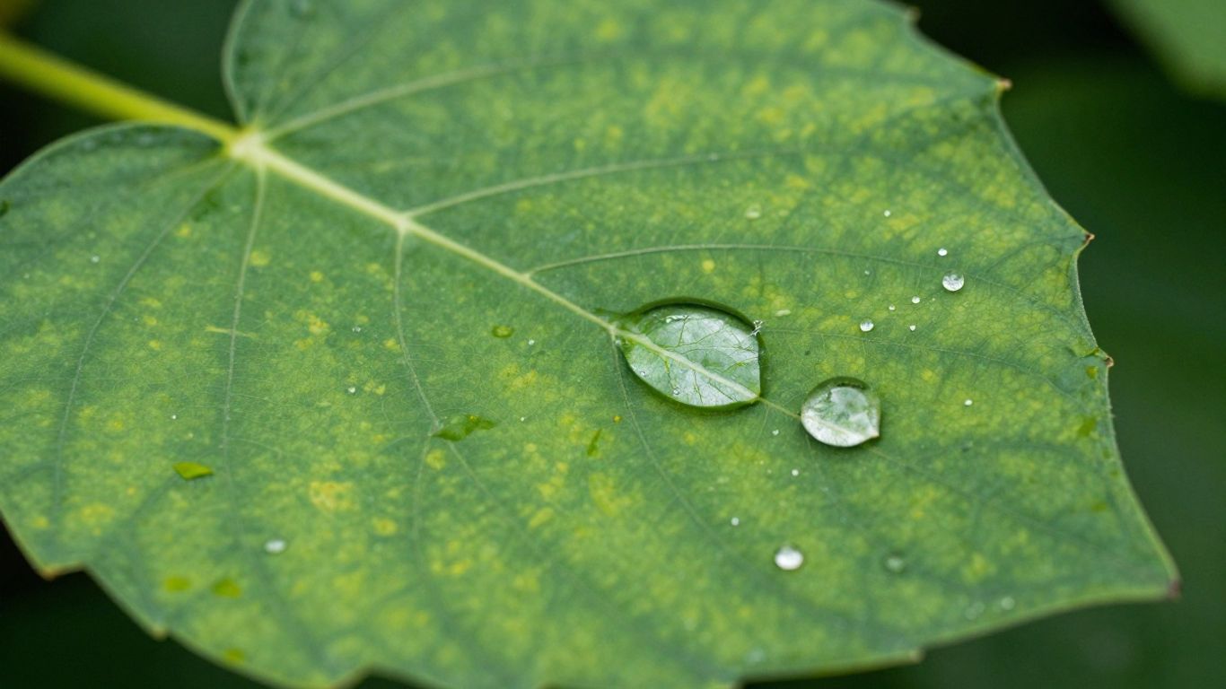 Hydration droplets on a leaf