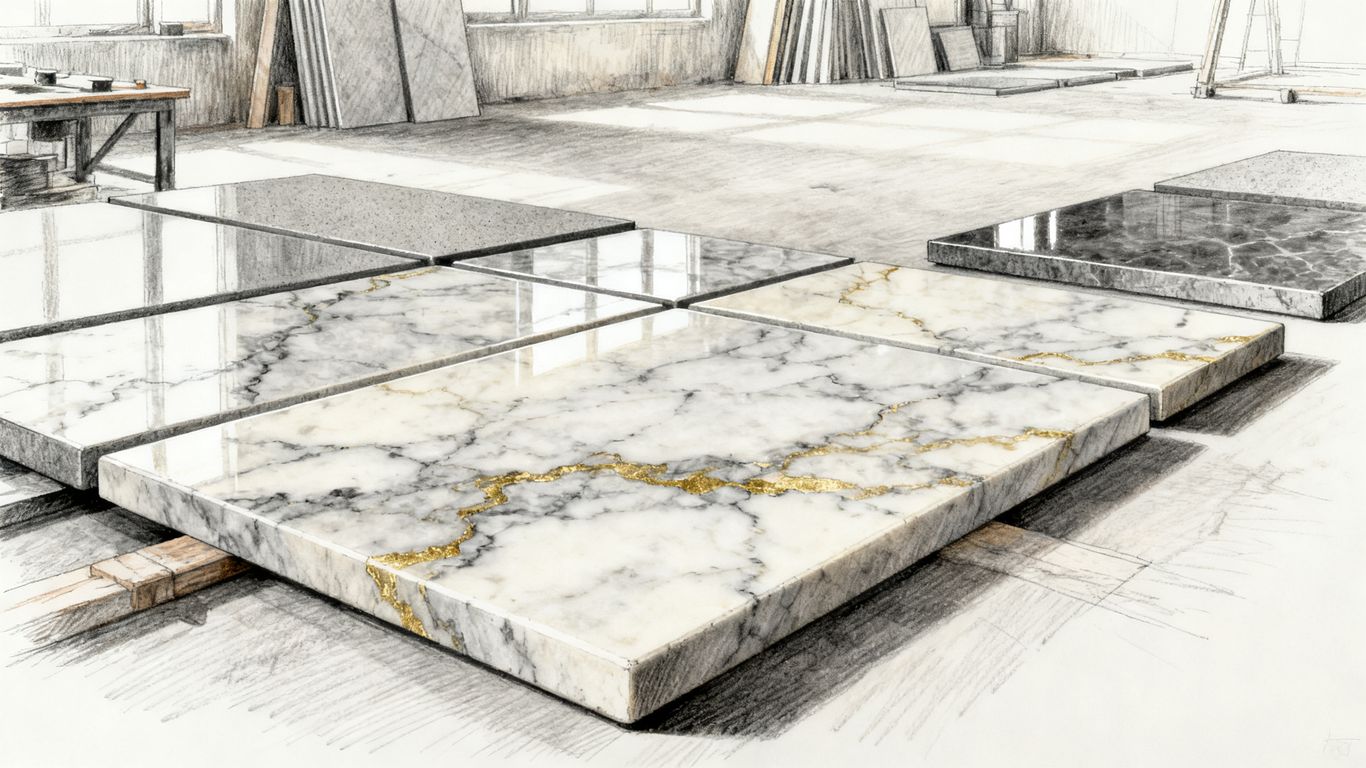Natural stone tiles in light