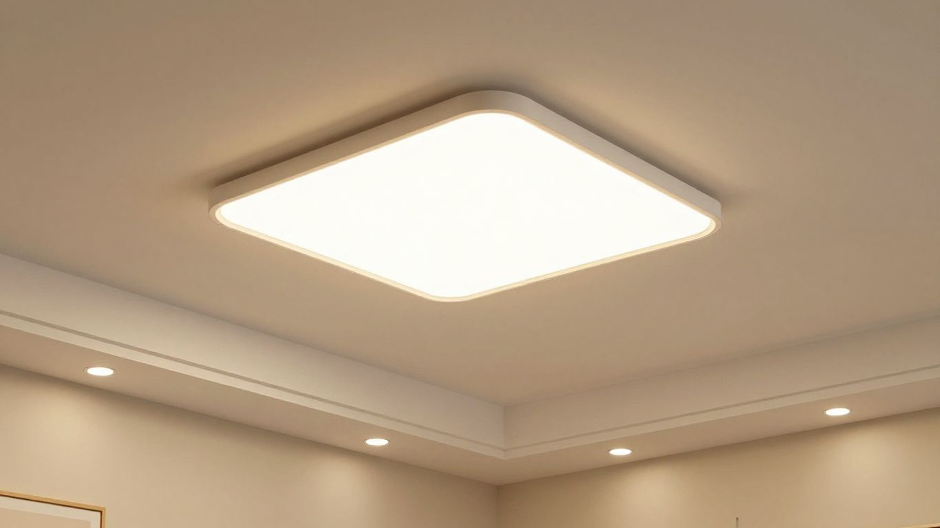 Dimmable LED ceiling lights in a modern living room.