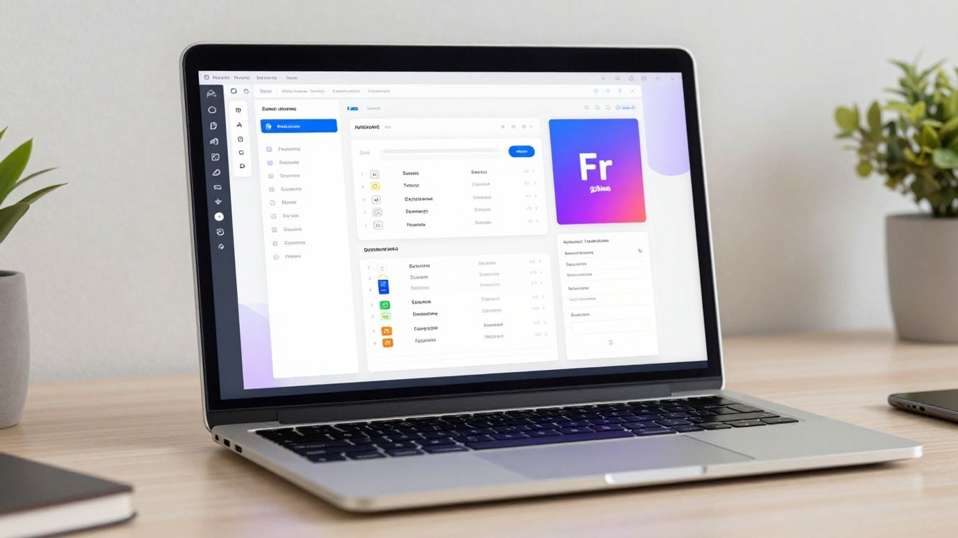 Figma website design interface on a laptop screen.