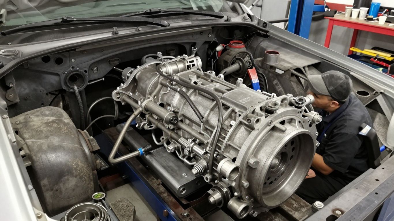 Ford Ranger transmission repair in service bay