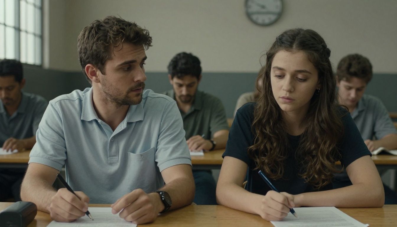 Cena de ação intensa entre dois personagens em um ambiente de prisão