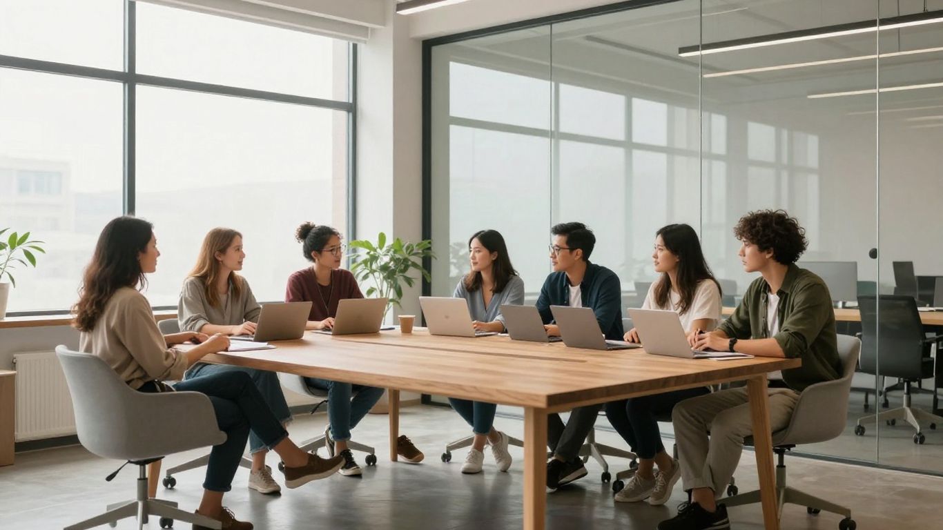 Team collaborating on a digital marketing strategy
