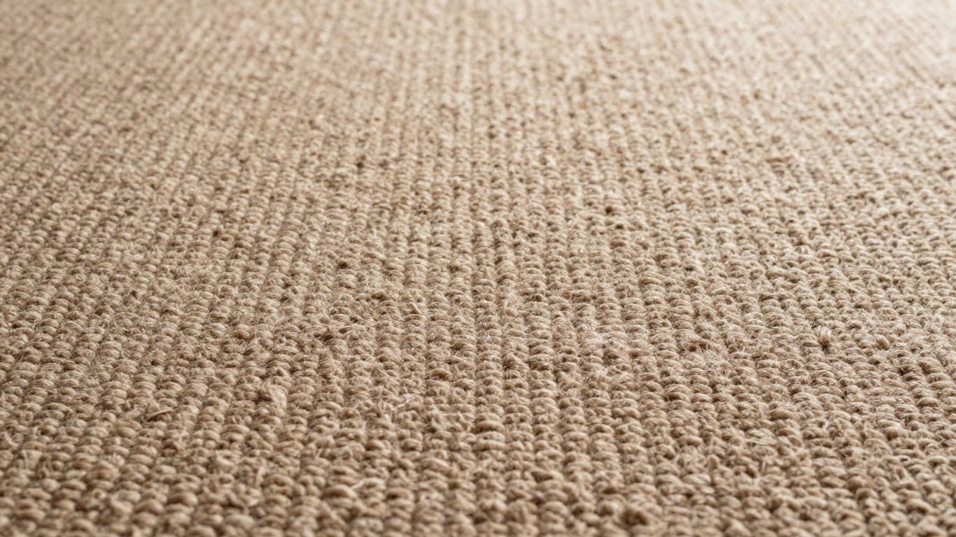 Close-up of loop pile carpet texture on stairs.