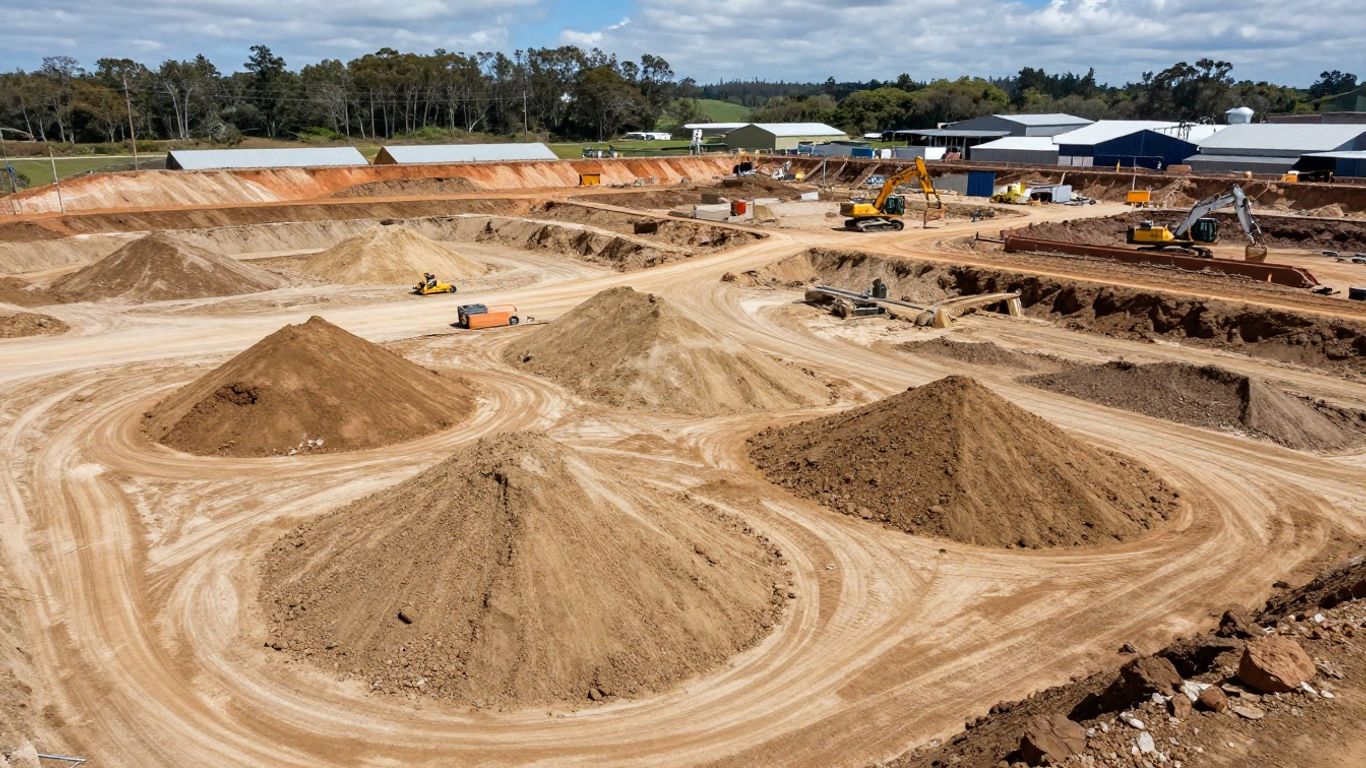 A clean earthmoving site with clear boundary lines