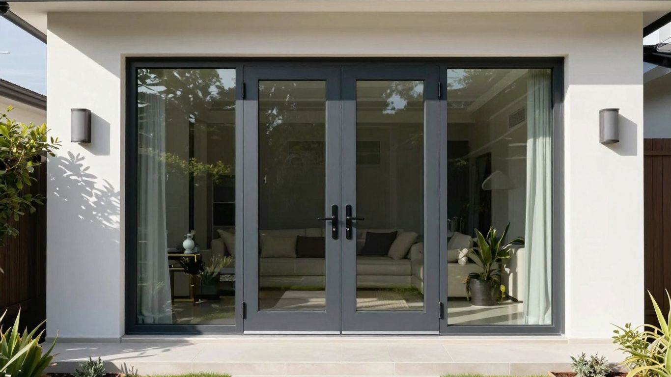 Thermal break aluminium doors on a modern house exterior.