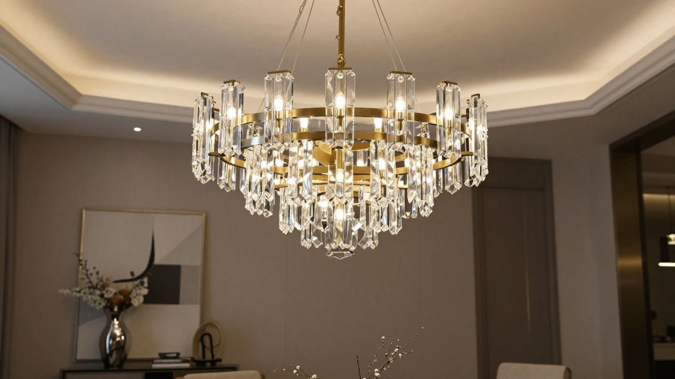 Modern chandelier in a UK home