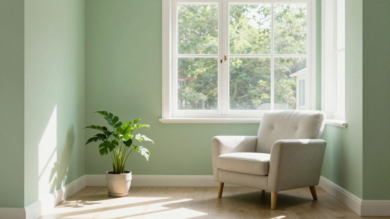Freshly painted room with nature-inspired colors.
