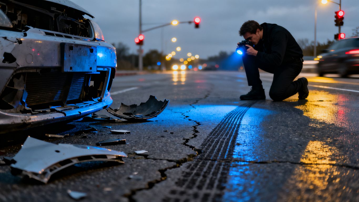 Accident scene investigation in progress