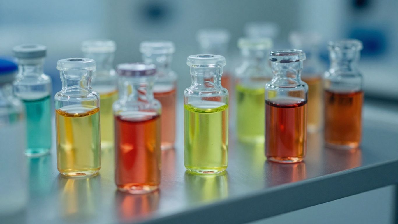 Laboratory vials featuring liquid supplements