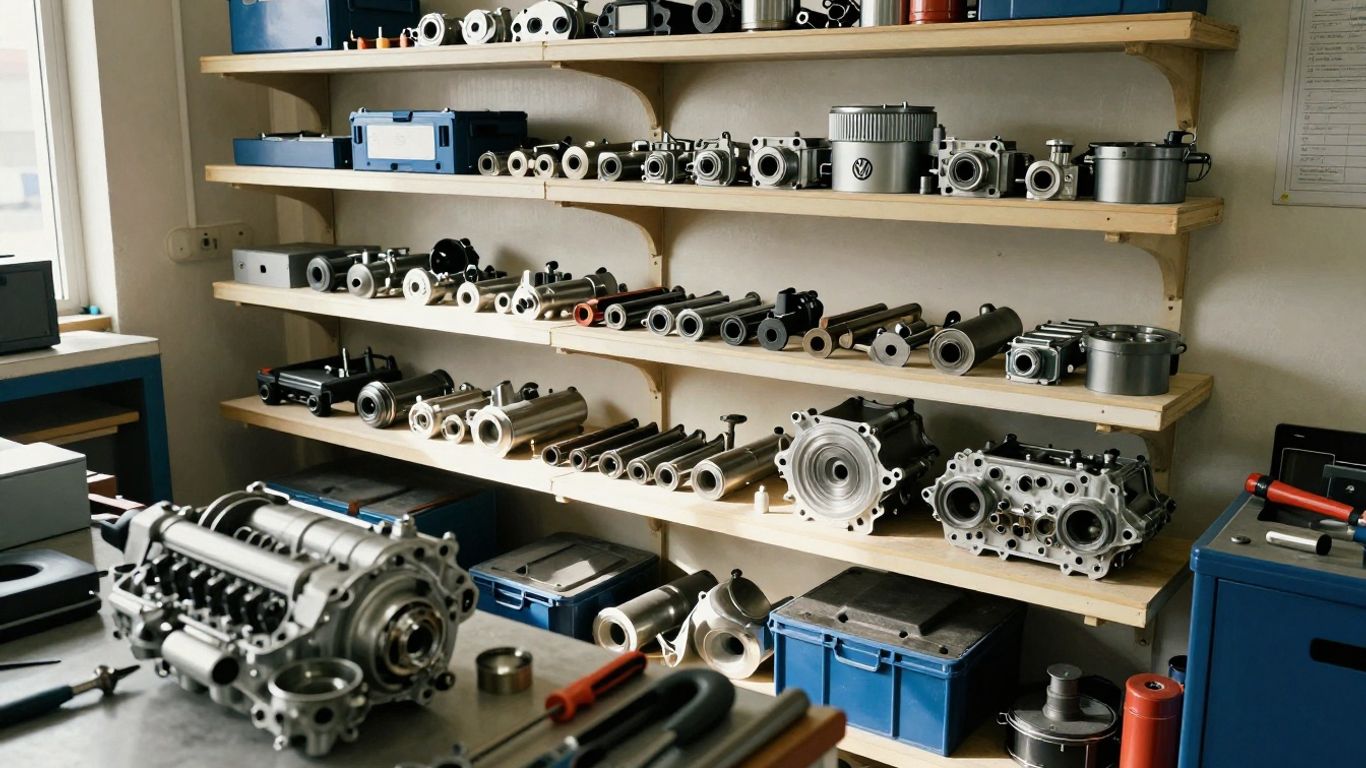 Volkswagen parts in a recycling facility