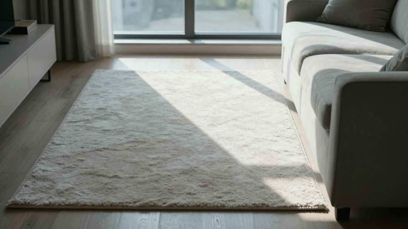 Cool-toned carpet in a bright, sunny room.
