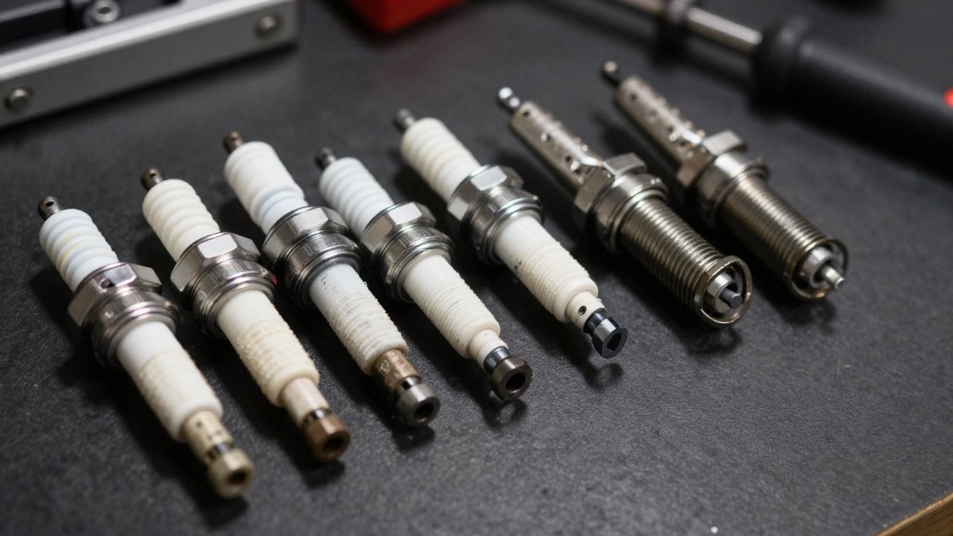 Fresh spark plugs beside a Mercedes engine