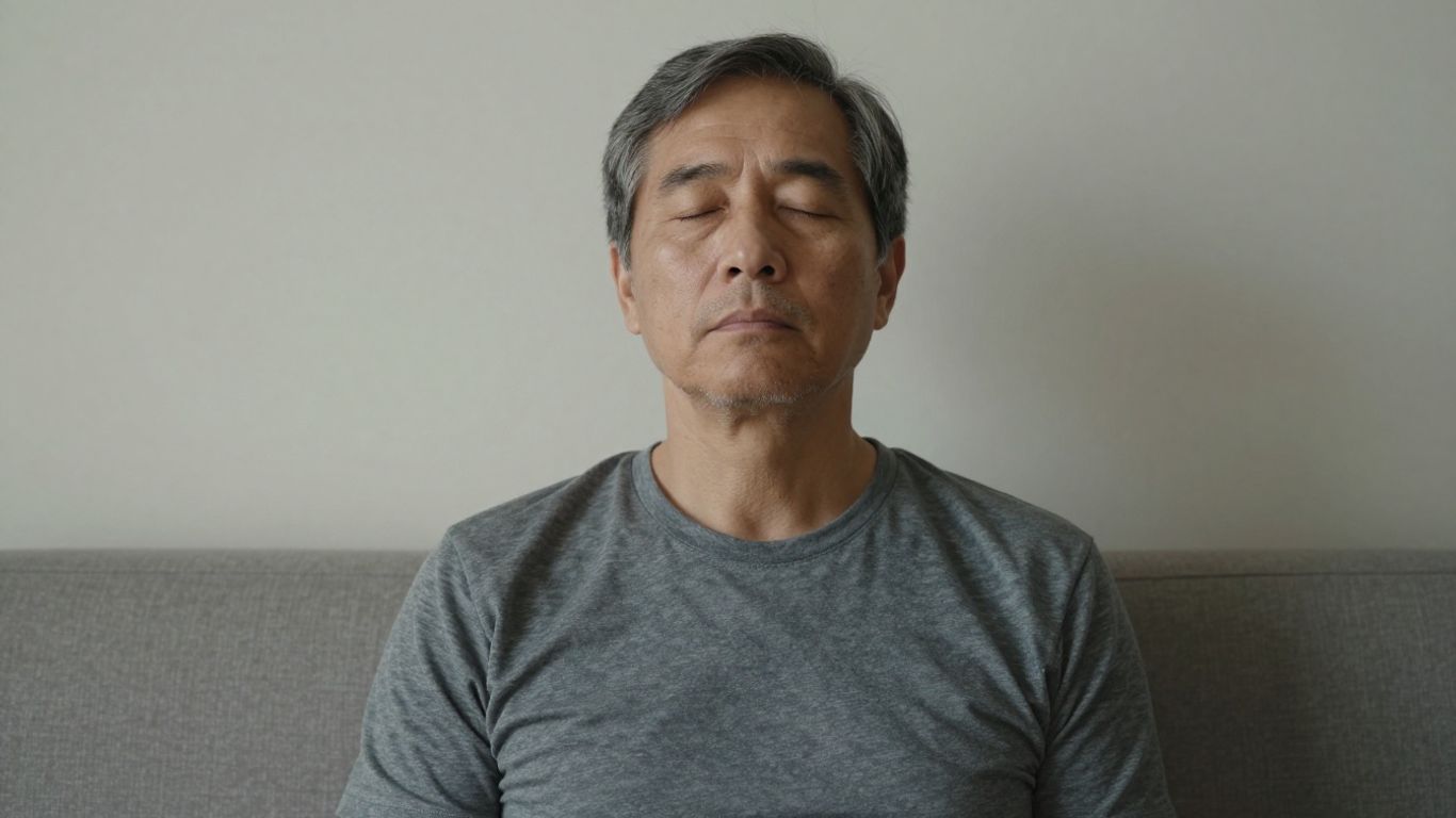 A calm face with eyes closed in meditation