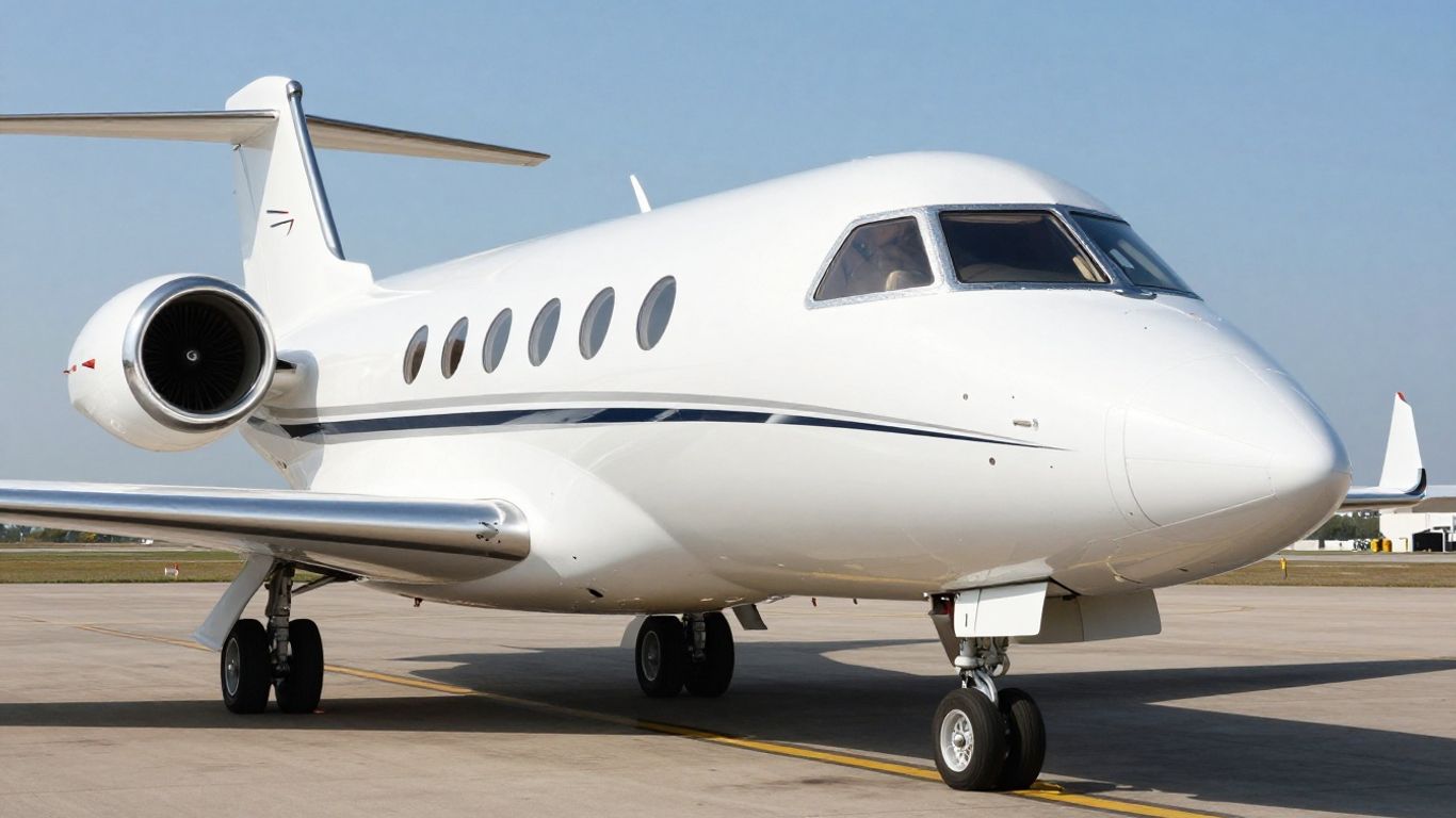 Airbus business jet on tarmac, luxurious interior visible.