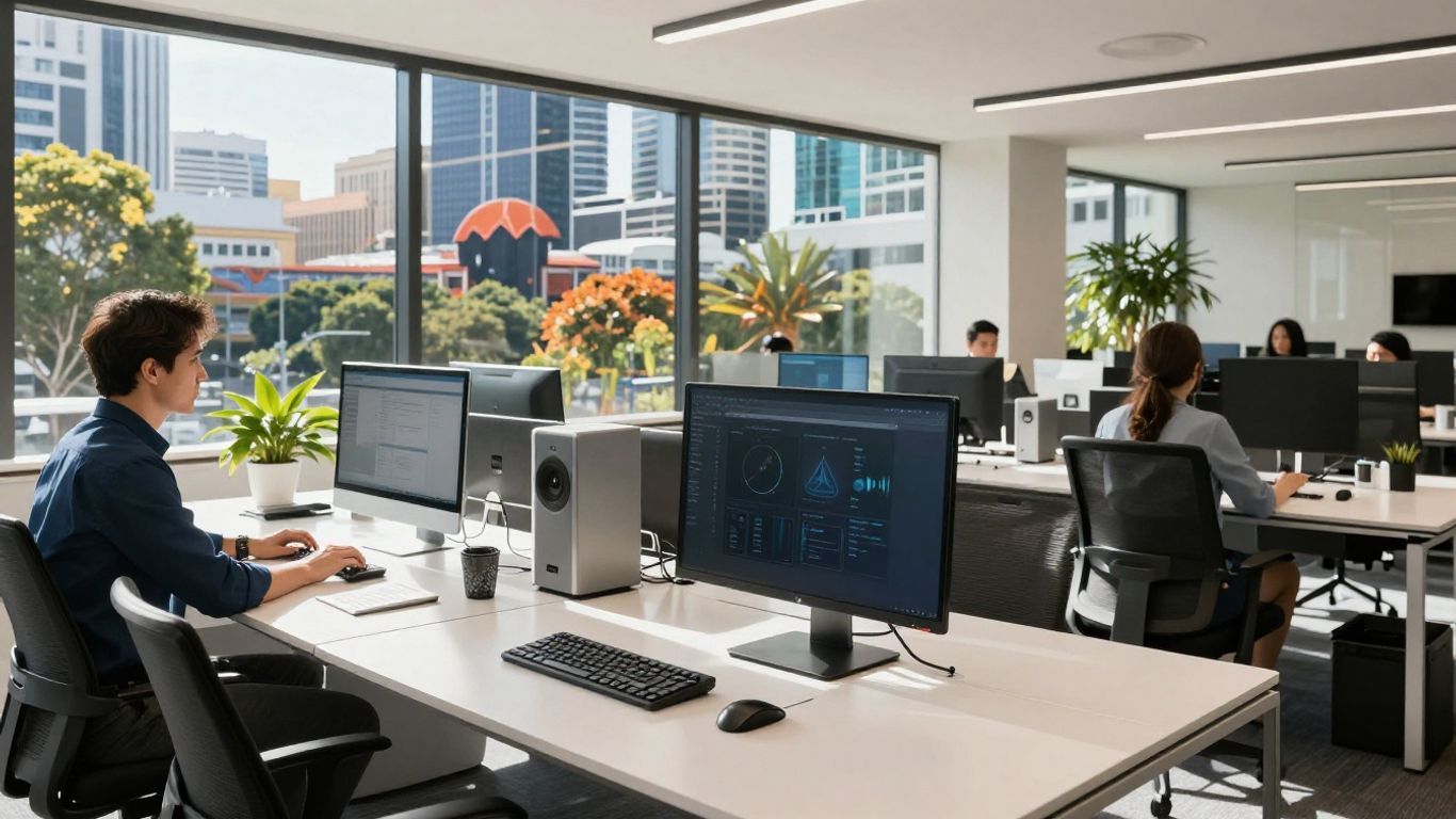 Brisbane office with modern business communication technology.