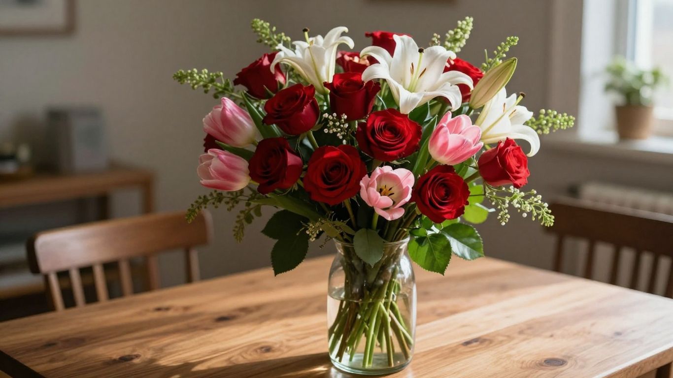 Romantic bouquet in a sunlit room