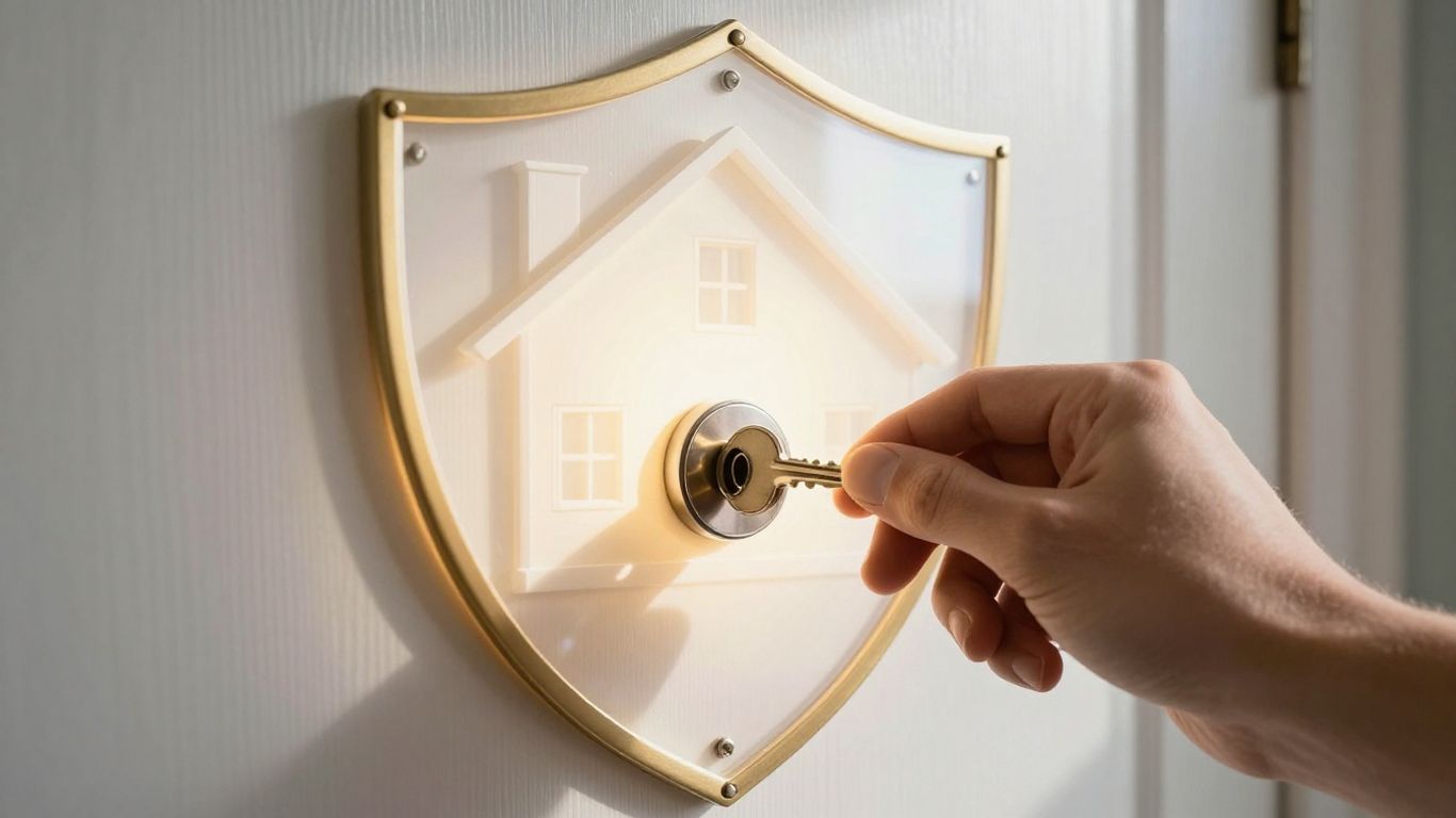 Casa con escudo protector y llave.