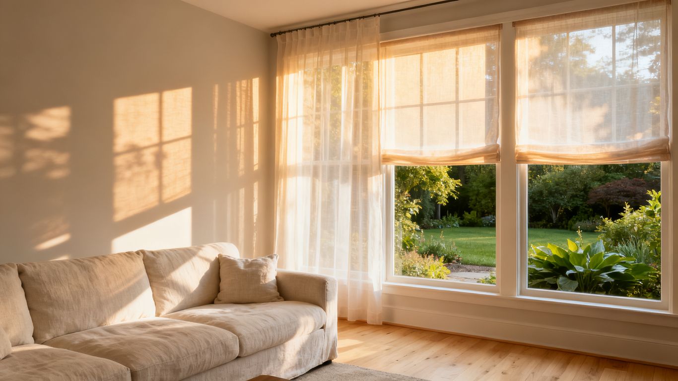 Soft daylight through sheer shades