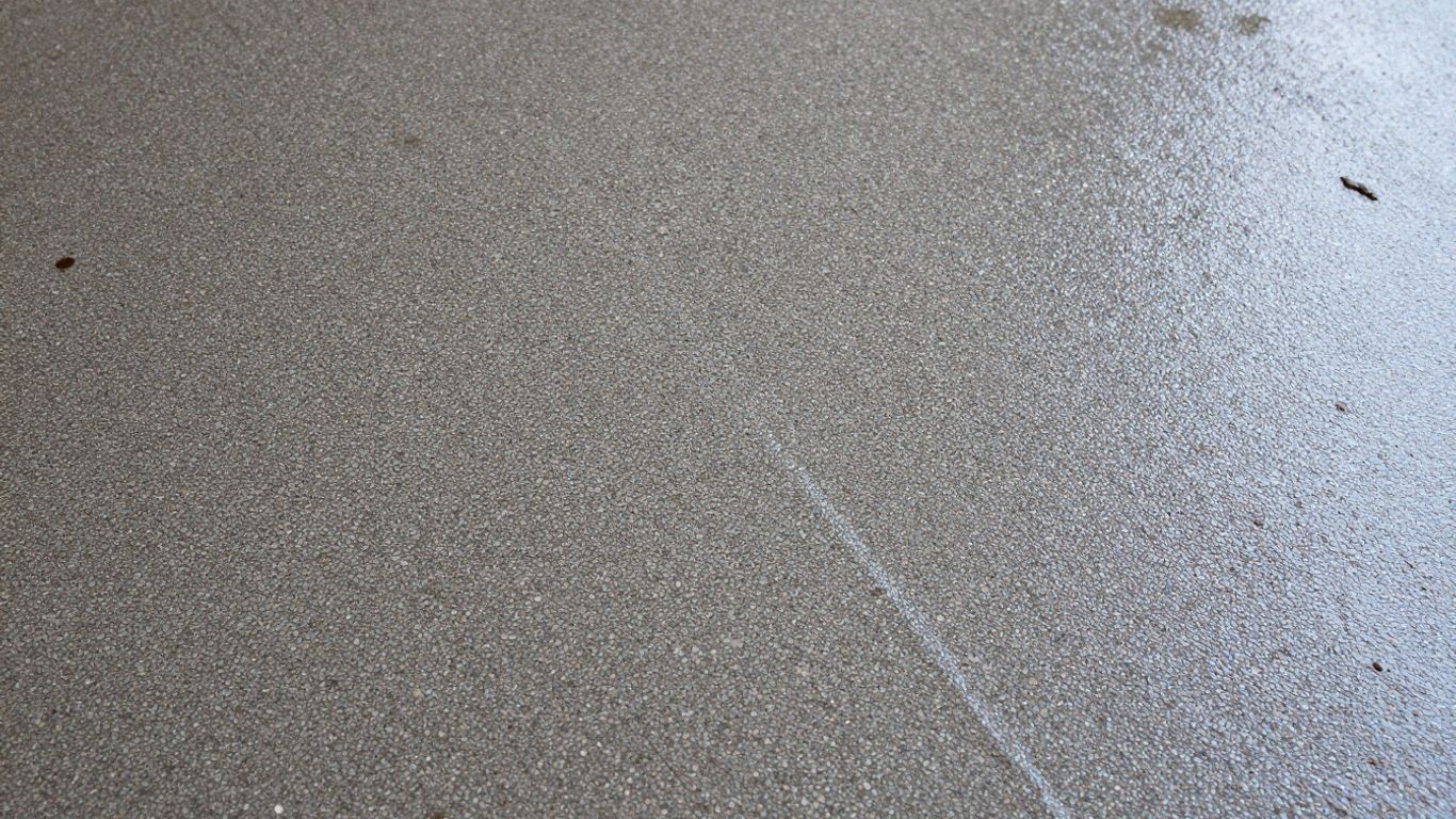 Epoxy flake floor hiding dirt in a high-traffic area.