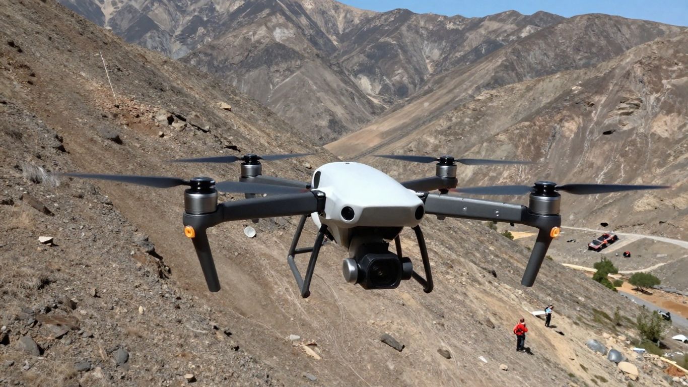 Drone scanning a mountain for search and rescue.