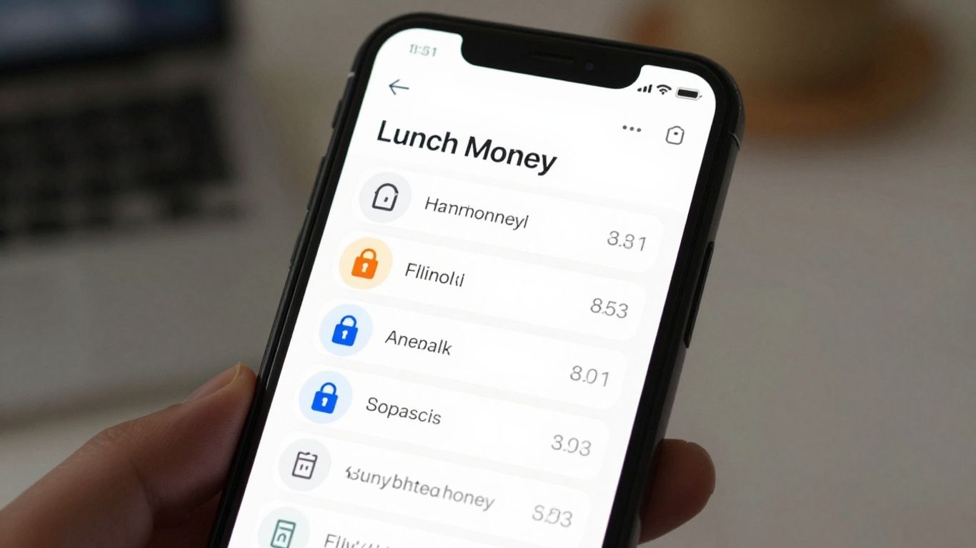 Lunch Money app security and privacy features on a smartphone.