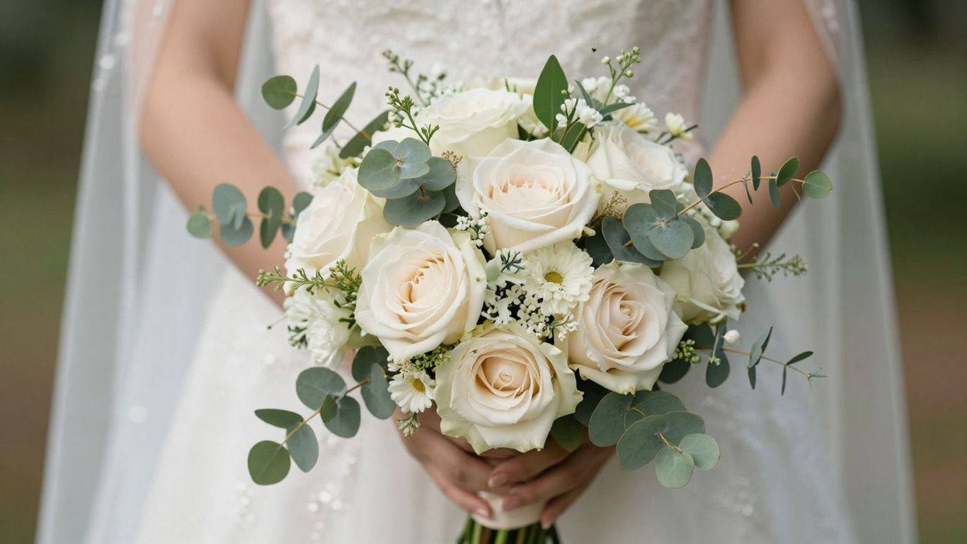 Soft bridal bouquet with seasonal flowers