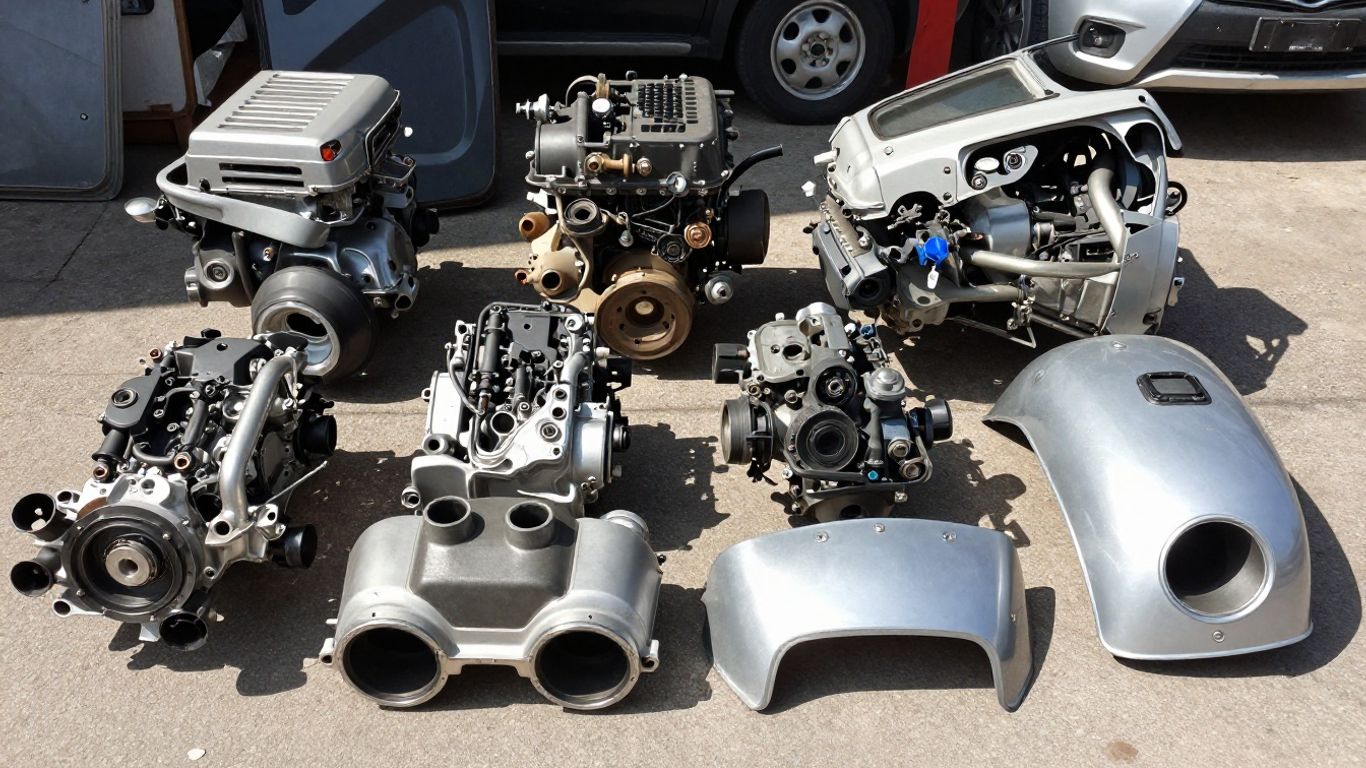 Used Mitsubishi Outlander parts in a salvage yard.