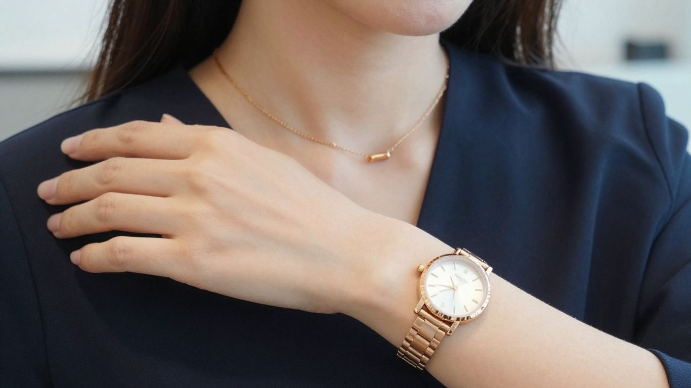 Elegant office wear jewellery on a professional woman.