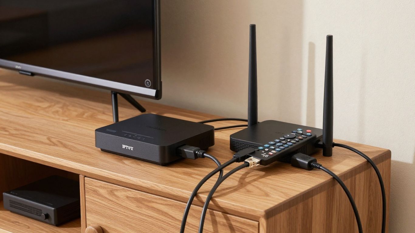Remote control beside IPTV streaming setup